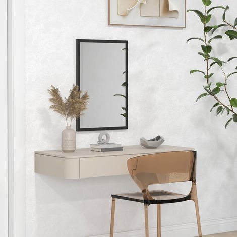 HOMCOM Miroir Mural Rectangulaire 60x40cm - Cadre en Bois Noir, Idéal pour Salle de Bain, Salon & Chambre