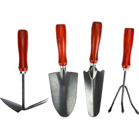 Ensemble de 4 pelles et râteaux de jardin, kit d'outils de plantation épais pour le jardinage floral (1/5)