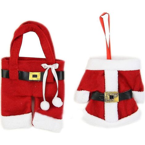 Ensemble de 2 pièces : porte-couverts mignons avec vêtements de Père Noël, pochettes décoratives pour le dîner (1/5)