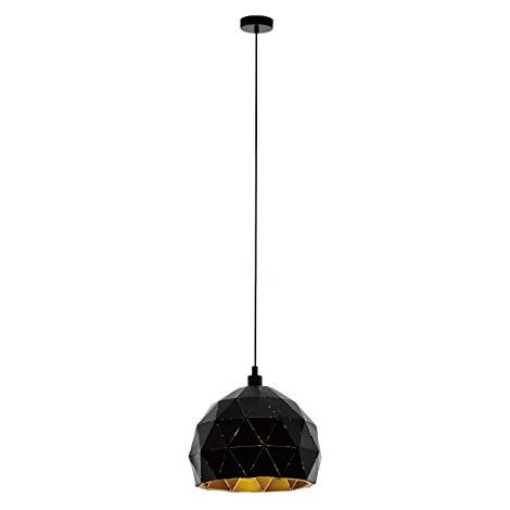Sospensione Contemporanea Roccaforte Acciaio Nero Oro 1 Luce E27 (1/3)