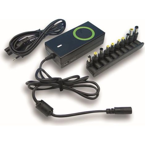Alimentatore Universale AC Techly da 70W per Notebook e Monitor LCD con Porta USB, Nero (1/3)