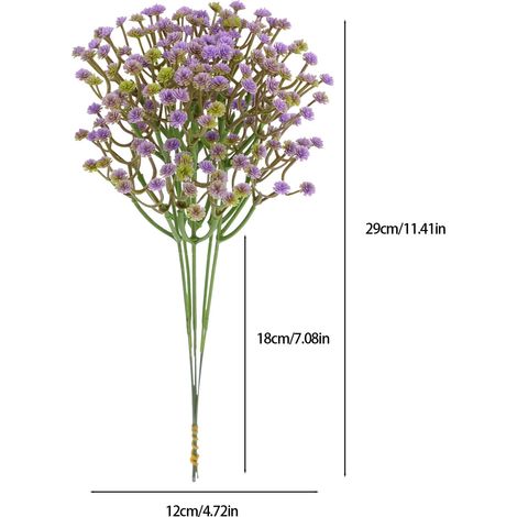 Fleurs Artificielles Gypsophile - 29 x 12 cm - Décoration Intérieure Extérieure pour Mariages, Maisons, Hôtels - Lot de 6 (1/4)
