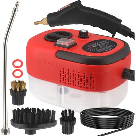 Pulitore a vapore pressurizzato portatile con kit di accessori multi-superficie, 1500 W, 105 °C, 6 livelli, serbatoio da 1200 ml, ABS, rosso/bianco/giallo (opzionale) (1/2)