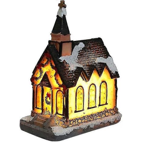 Décorations de Noël en résine, scène de Noël, maisons de village avec lumières LED (1/5)