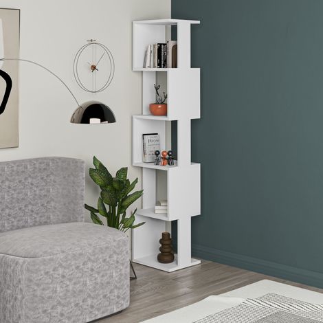 Decortie Piri Modern Bookcase Display Unit Tall 161cm - White / White (1/5)