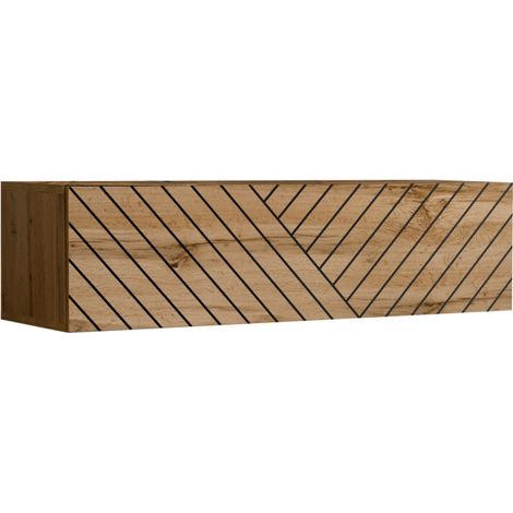 Banc TV Mural Design "Switch Lamel" 120cm Naturel Rainuré (1/5)