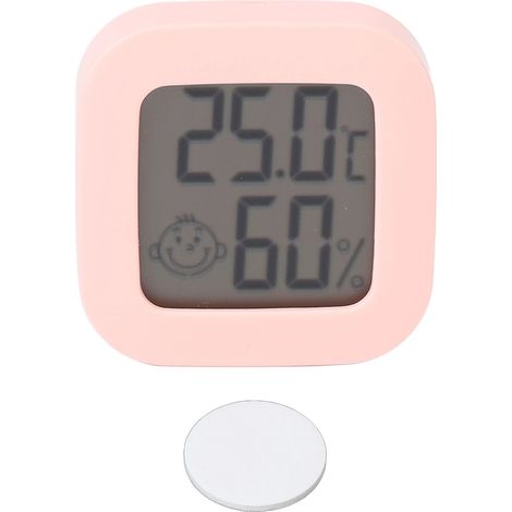 Thermomètre et hygromètre électronique rose avec ruban adhésif double face, petit thermomètre-hygromètre (1/5)