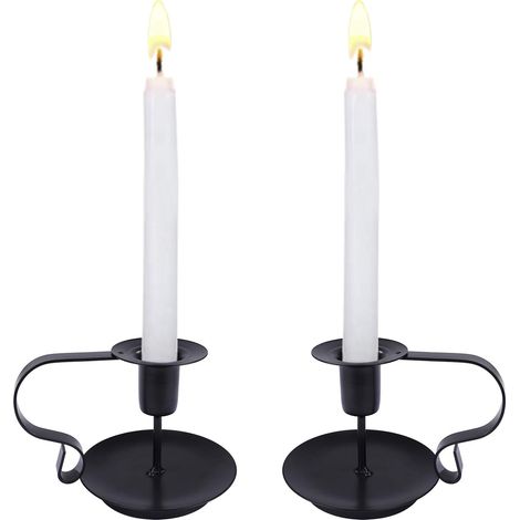 Bougeoirs Détenteur, Chandelier Vintage en Fer Forgé Chamberstick avec Poignée pour Dîner Table et Pièces Maîtresses, Décoration Mariage, 2 Pièces (1/5)