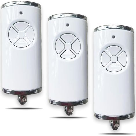 Lot de 3 émetteurs portatifs pour porte de garage 868.3 BS MHz - Compatible avec HSE-4-868-BS, HSE2-868-BS, HS4-868-BS, HS1-868-BS, HSS4-868-BS, HSP4-868-BS - Blanc (1/5)