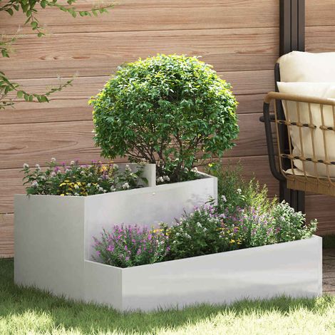 Garden Planter Silver 80 x 80 x 50 cm Stainless steel vidaXL