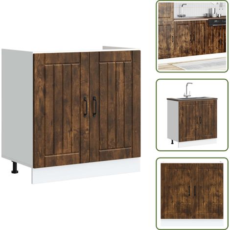 Meuble de base de lavabo Lucca chêne fumé bois d'ingénierie - Meuble Bas Du Lavabo - Meubles Bas Du Lavabo - Meuble Bas De Cuisine - Meuble Bas Du Lavabo Pour Cuisine