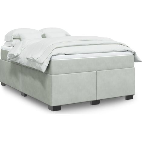 Cama box spring con colchón terciopelo gris claro 140x200 cm vidaXL (1/5)