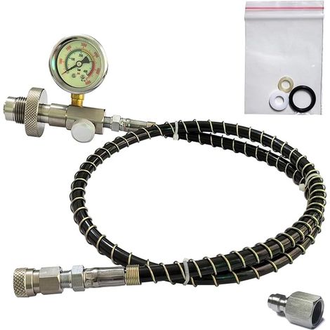 Compressed air tank G5/8 (5/8BSPP), DIN filling station, valve adapter, HPA filling connector, for diving sports, charging station with 1 m hose in (1/5)