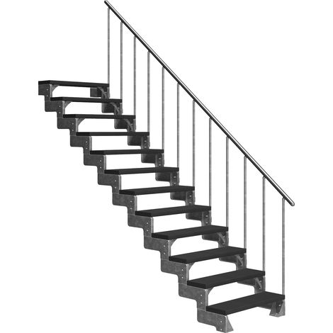 Dolle Außentreppe Gardentop 270-330cm Geschosshöhe mit Trimax anthrazit 80cm breit mit Geländer