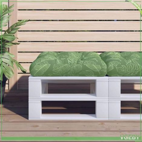 360466 Coussin de palette motif de feuilles 60x60x12 cm tissu (1/5)
