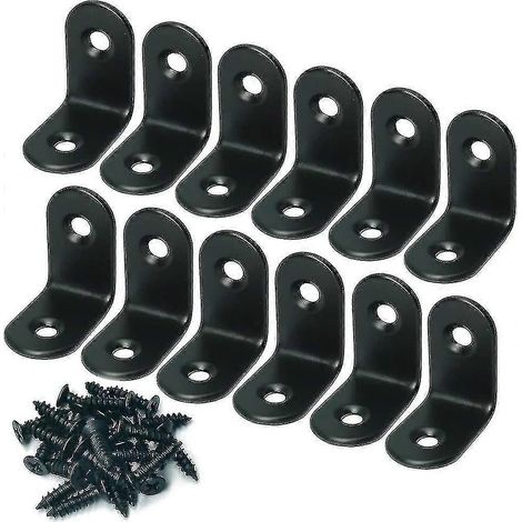 Équerre de fixation d'angle 25 x 25 mm en acier inoxydable noir, joint d'angle en acier, équerre de fixation à angle droit. (1/4)