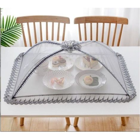 Cloche alimentaire en maille de qualité supérieure - 50 x 70 cm - Réutilisable et pliable - Pour pique-nique, extérieur - Protège les aliments contre les mouches, les insectes, les moustiques-Crezuo (1/4)