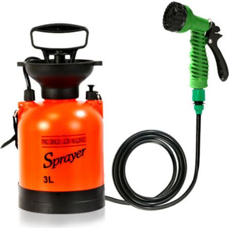 Doccia da campeggio portatile multifunzionale da 5 litri, doccia da viaggio, dispositivo di irrigazione, dispositivo di lavaggio auto, piccolo spruzzatore, 18 x 18 x 42 cm