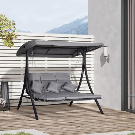 Balançoire hollywoodienne balançoire de porche résistant aux intempéries gris x x y compris des coussins 115 cm 3 places 200 cm 168 cm