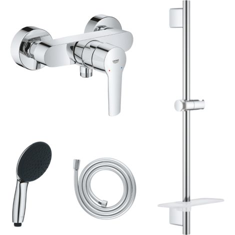 Pack mitigeur douche mécanique GROHE Start + Douchette Vitalio Start 110 + Barre Quickflix Vitalio Smartactive + Flexible