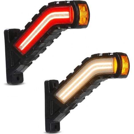 Lot de 2 feux de position LED 12-24 V blanc/rouge pour remorque camion (1/4)