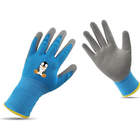 Gants de Jardin pour Enfants [Lot de 1 Paire] Polyester/Latex Antidérapants - Design Animaux Crayon/Lapin/Dinosaure Taille 5-13 Ans - Protection Mains pour Travaux Légers et Jeux (1/5)