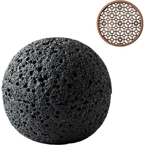 1 bol cuisine moléculaire, forme planète volcanique en pierre de feu, plateau cuivre, effet fumée froide, service gastronomique haut de gamme (1/4)