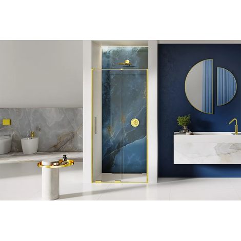 Porte de douche dorée  140 cm 2 volets coulissante gauche HAWAII GOLD (1/5)