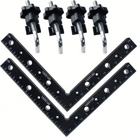 Équerres de serrage à angle droit pour le travail du bois, règles d'angle en alliage d'aluminium, équerres de fixation à angle droit de 90 degrés, jeu de 6 pièces de 160 mm (1/4)