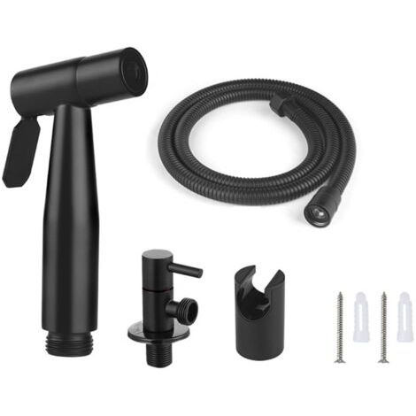 Spray Bidet - Tuyau 150 cm - Support Inox et ABS - Noir (1/5)