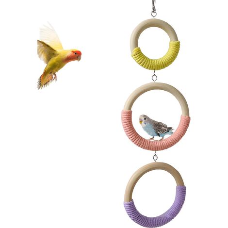Balançoire pour Perruche Jouet interactif en Bois Perchoir pour perroquets et jouet d'escalade Pour perruches, inséparables, calopsittes, conures (1/5)