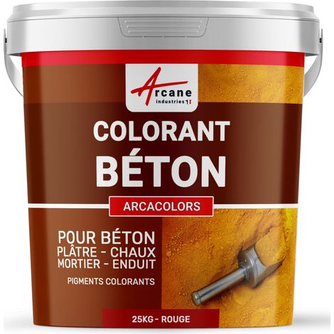 Pigments, colorants, pour béton, ciment, enduit, mortier, dalle, chaux, plâtre, oxydede fer, chrome, titane : Arcacolors - 25 kg Rouge - ARCANE INDUSTRIES
