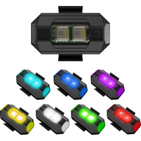 Feux d'avertissement stroboscopiques pour moto - Feux stroboscopiques automatiques pour avions - Feux d'accessoires de moto rechargeables par USB, paquet de 2 (1/3)