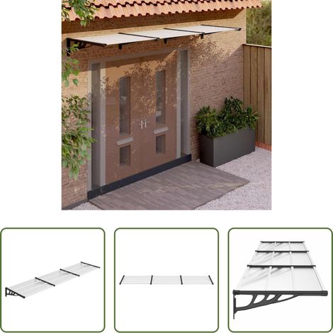 Polycarbonat - Türvordach Schwarz und Transparent 358,5x90 cm Polycarbonat (1/5)