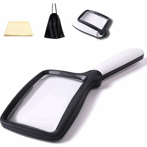 Loupe de lecture pliable avec lumière 5 LED grossissement 3 x de gradation idéal pour lire de petites impressions, livres, faible vision, lire facilement la nuit (1/4)