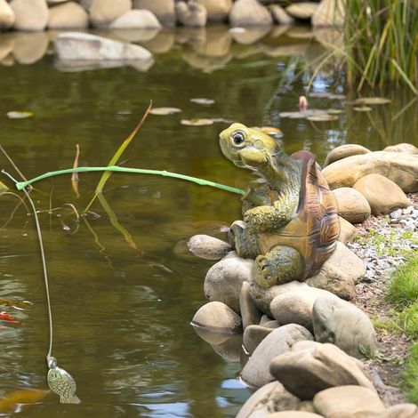 1 Statue Tortue Résine, Détails Pêche Poisson, Décoration Jardin Extérieur Balcon Bureau