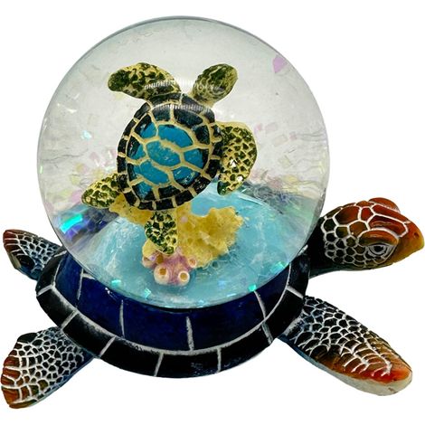 Neuartige Schildkrötenfigur aus Kunstharz mit Schneekugel-Innenleben (1/5)