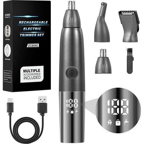 1 Tondeuse Nez 4-en-1, Moteur 7000tr/min, IPX7, Batterie 600mAh, Pour Homme Femme (1/5)
