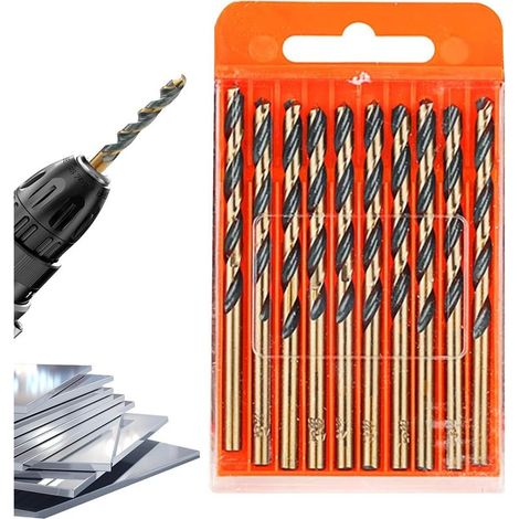 Lot de 10 forets autolubrifiants en acier rapide - Accessoires de précision pour l'aluminium, le cuivre, les métaux trempés, le bois et l'acier inoxydable. (1/5)