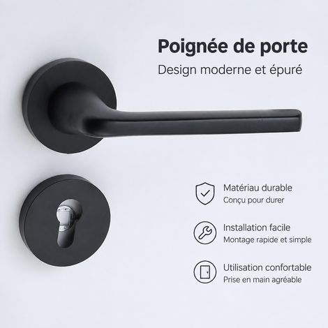 Ensemble serrure a poignee retro noire avec corps 5845 a double force magnetique noir réf 9584 1 kg – Livraison gratuite