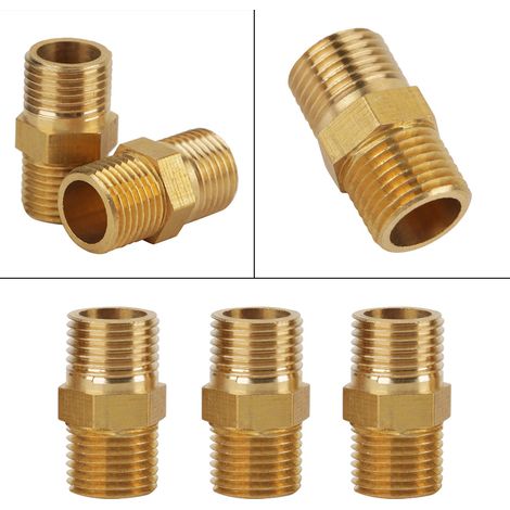 20 pièces Adaptateur rapide de raccord hexagonal en laiton à filetage extérieur 1/8 BSP vers 1/8 BSP (1/5)