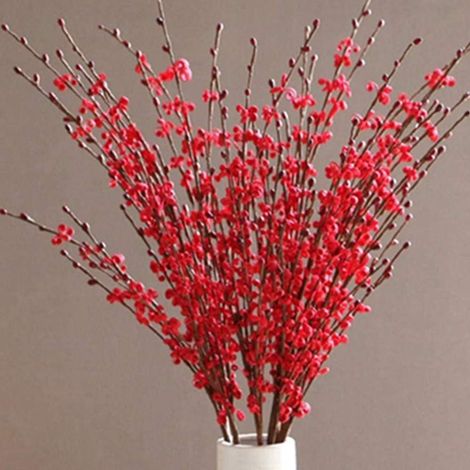 Lot de 10 fleurs de jasmin artificielles rouges avec des tiges de 75 cm de long --AquaForge (1/5)