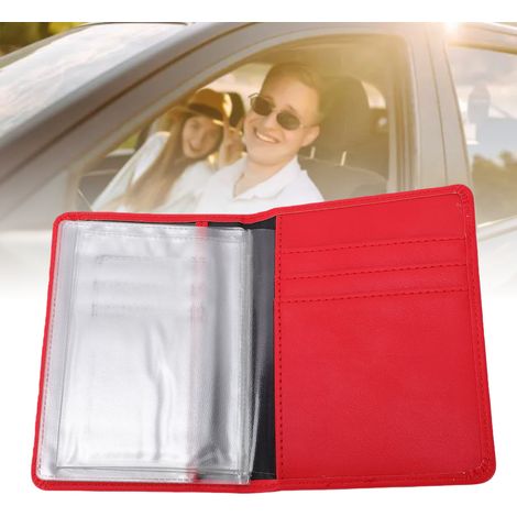 Porte-Assurance pour Immatriculation Russe, Organisateur de Documents en Cuir PU Rouge pour Permis de Conduire (1/5)