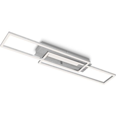 Plafonnier LED à lumière centrale, couleur de lumière blanc chaud, interrupteur séparé pour plafonnier LED, fonction mémoire, lampe de salon orientable, aluminium brossé 3546-018 (1/5)