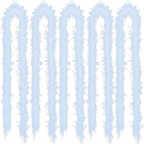 Boa en plumes blanches, guirlande de sapin de Noël, ruban boa gros-grain, décorations de fête, 5 pièces x 2 m (1/4)
