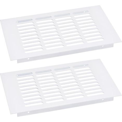 Grille de Couverture de Bouches d'Aération, 2 Pcs 250 x 150 mm - Grille de Ventilation en Alliage d'Aluminium à Mailles, Grille de Ventilation Rectangulaire à Persiennes (Blanc) (1/5)