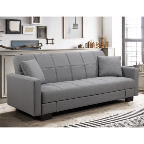 Divano letto 3 posti, reclinabile, contenitore grigio 198cm Sicorage Kinner