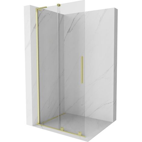 Mexen Velar L paroi de douche coulissante Walk-in 90 x 200 cm, transparent 8 mm, or brossé - 871-090-003-03-55 (1/5)