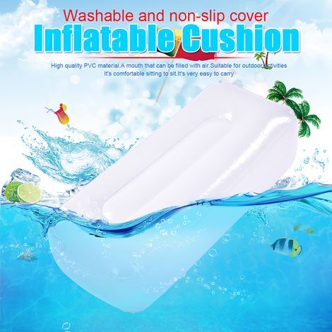 Coussin de siège pliable et portable, gonflable et épais, blanc, idéal pour le camping et la pêche en plein air. (1/5)