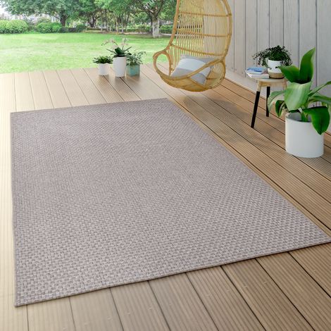 Paco Home Tapis Exterieur Terrasse Balcon Tapis Cuisine Sisal Look Boho Uni 140x200 cm